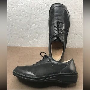 Finn Comfort Hanoi Women's Lace Up Shoes Black Leather Size 10D EU 41D Germany
